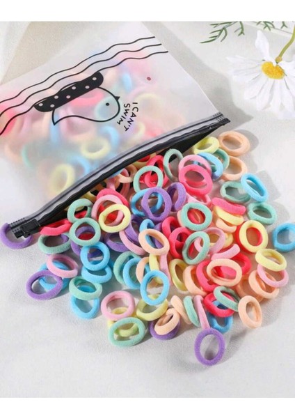 100 Adet Çantalı Lastik Toka Küçük Lastik Toka Küçük Toka Minik Toka Çocuk Tokası Bebek Tokası