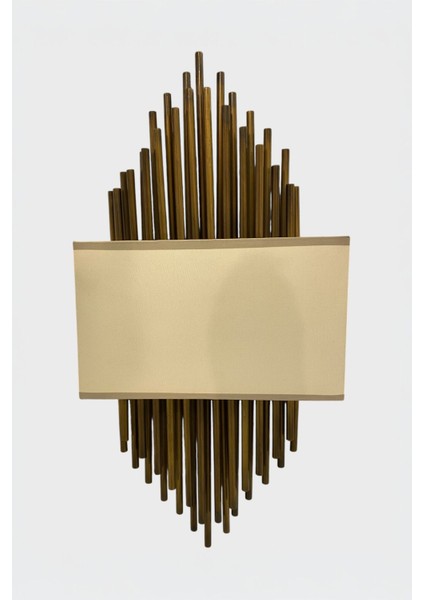 Krem Kumaşlı Eskitme Metal Çubuk Duvar Dekoru, Şık ve Zarif Tasarım