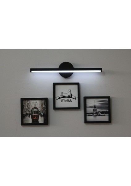 Siyah Kare Çerçeve Seti, Kendinden Resimli, Yapışkanlı, Pilli Aplik Lamba 4'lü, 14X14