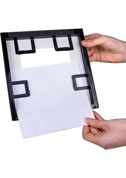 Siyah Kare Çerçeve Seti, Kendinden Resimli, Yapışkanlı, Pilli Aplik Lamba 4'lü, 14X14