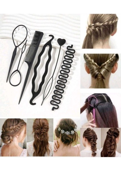 6 Lı Trend Saç Topuz Yapma ve Saç Örme Aparatlı Tarak Seti Saç Şekillendirme Saç Toplama Aparatları