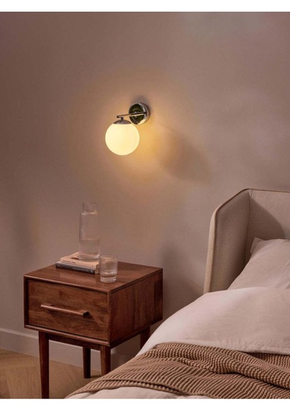 Cam Başlıklı Şık Duvar Lambası, Modern Tasarım, Dayanıklı Metal Detaylar fiyatları