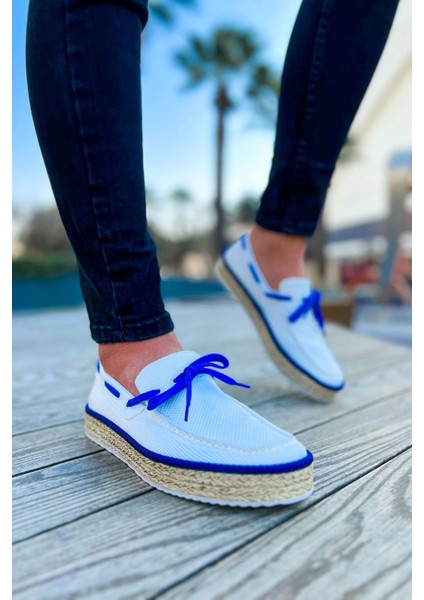 MD311 Espadril Erkek Ayakkabı Beyaz / Sax Mavı