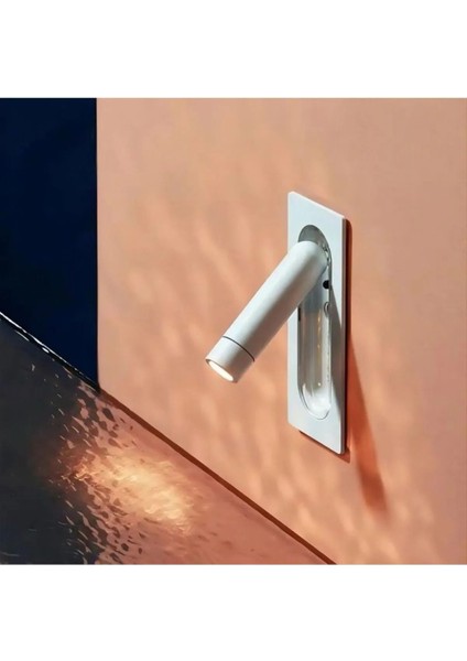 Beyaz Yatak Başı Gömme Okuma Aplikesi Günışığı Ledli ve Dahili Switch Anahtarlı