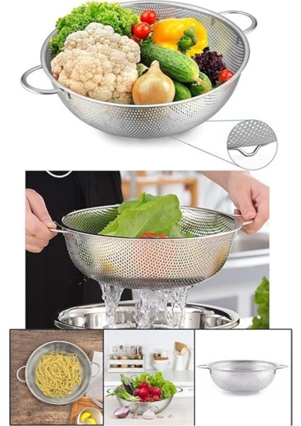 Paslanmaz Çelik 26CM Çift Kulplu Çok Amaçlı Süzgeç indirimleri