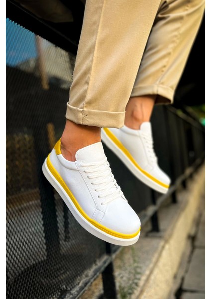 MD979 Santoni Gbt Spor Erkek Ayakkabı Beyaz/sarı fırsatları