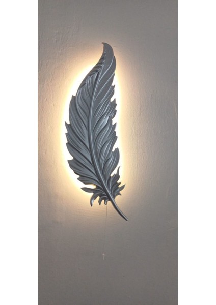 Led'li Tüy Aplik Dekoratif Aydınlatma Süsü, 60X18 Cm, Gümüş fiyatları
