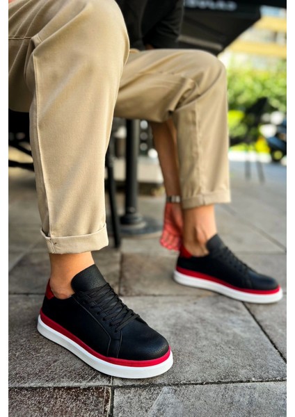 MD979 Santoni Gbt Spor Erkek Ayakkabı Sıyah/kırmızı modelleri