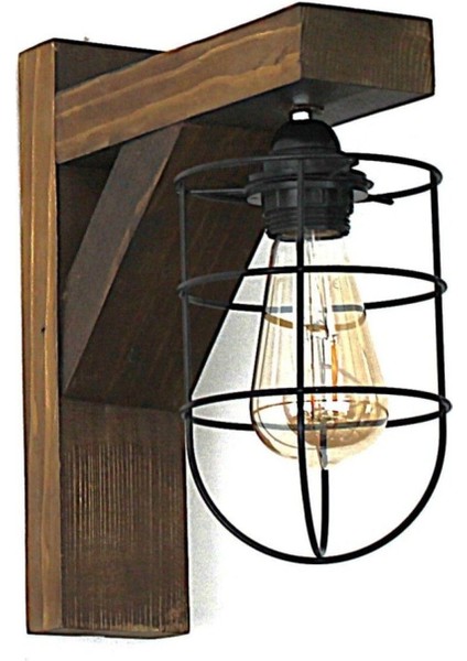 Şık Ahşap ve Metal Aplik, Siyah, Modern ve Güzel Tasarım