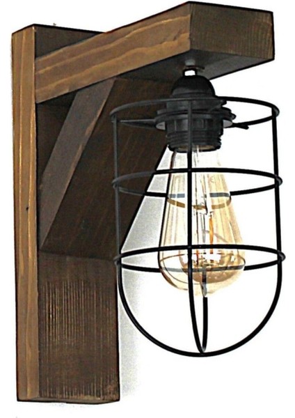 Şık Ahşap ve Metal Aplik, Siyah, Modern ve Güzel Tasarım