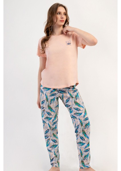 Pamuklu Kadın Büyük Beden Kısa Kol Pijama Takım , 408213