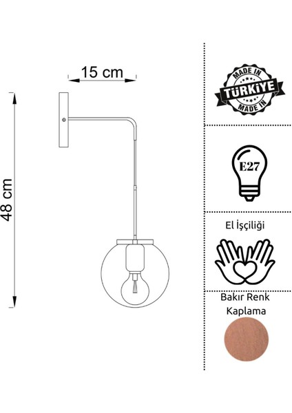Bakır Damla Aplik, Şık ve Modern Ev Dekoru Için Ideal Aydınlatma Seçeneği fiyatları