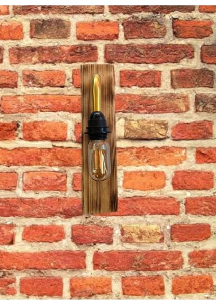 Doğal Ahşap ve Bronz Detaylı Modern Aplik, Şık ve Zarif Tasarım