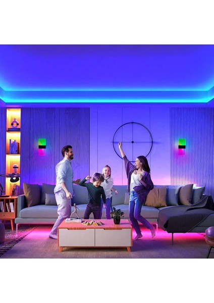 Renkli Duvar Aplikleri, 2’li LED Oda Dekoru, Kısılabilir, Uzaktan Kumanda, Şarjlı fiyatları