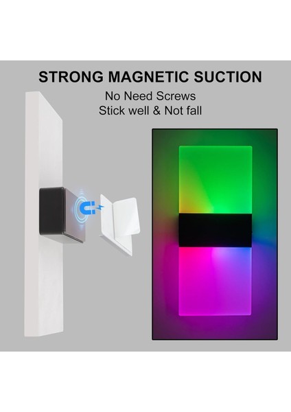 Renkli Duvar Aplikleri, 2’li LED Oda Dekoru, Kısılabilir, Uzaktan Kumanda, Şarjlı fırsatları