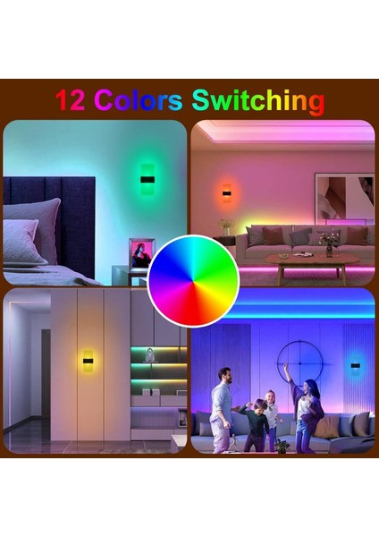 Renkli Duvar Aplikleri, 2’li LED Oda Dekoru, Kısılabilir, Uzaktan Kumanda, Şarjlı indirimleri