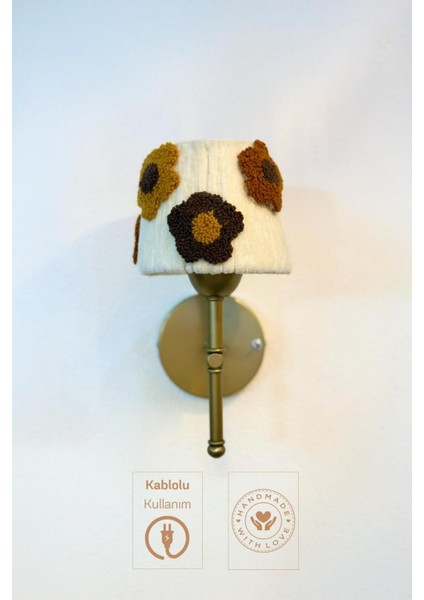 Kadife Kablolu Aplik, Alt Eskitme Gold, Şık ve Zarif Tasarım