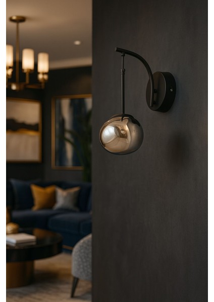 Asimetrik Krom Camlı Sarkıt Aplik, Modern ve Şık Iç Mekan Aydınlatma Parçası