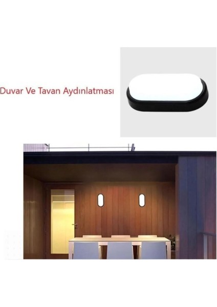 Oval LED Duvar Aydınlatma 20W Siyah Kasa Balkon, Teras, Banyo, Wc Için Ideal Seçenektir fırsatları