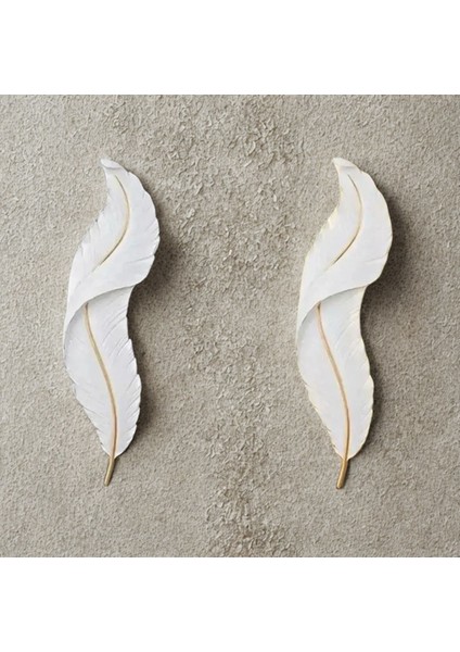 Aydınlatmalı Tüy Aplik 2'li Set, Beyaz, Pilli, LED Işık, Polyester