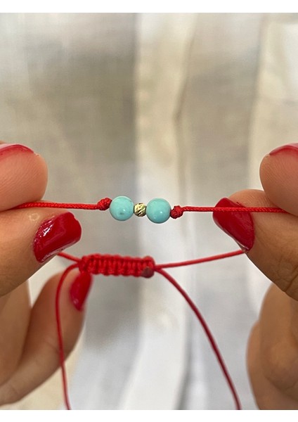 14 Ayar Altın Dorika Detaylı Natural Firuze Taşlı Zarif Altın Bileklik modelleri