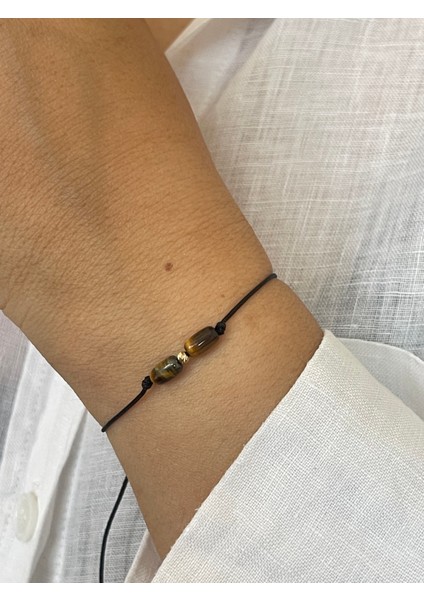 14 Ayar Altın Dorika Detaylı Doğal Kaplangözü Taşlı Altın Bileklik