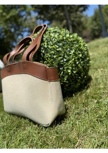 Çift Saplı Kadın Kanvas Tote Shopper Çanta