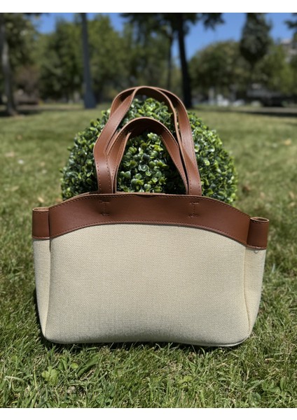Çift Saplı Kadın Kanvas Tote Shopper Çanta