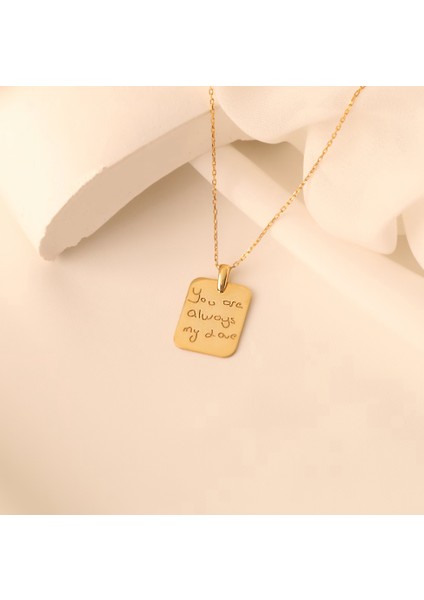 925 Ayar Gümüş El Yazısı Dikdörtgen Plaka Kolye fırsatları