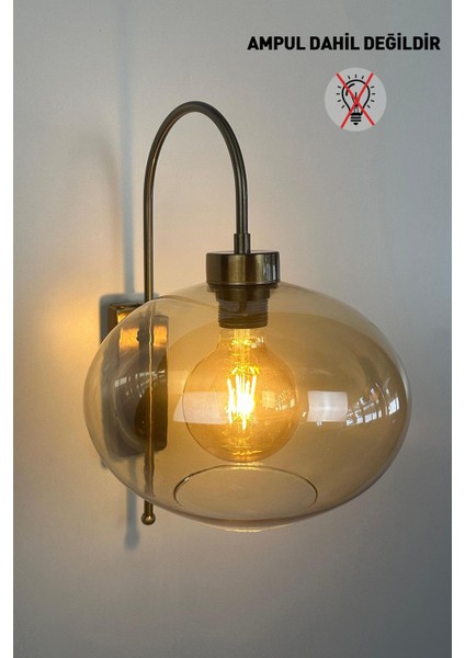 Bal Rengi Cam Aplik Duvar Lambası, Modern ve Vintage Tarz, Salon, Yatak Odası, Otel, Cafe Için