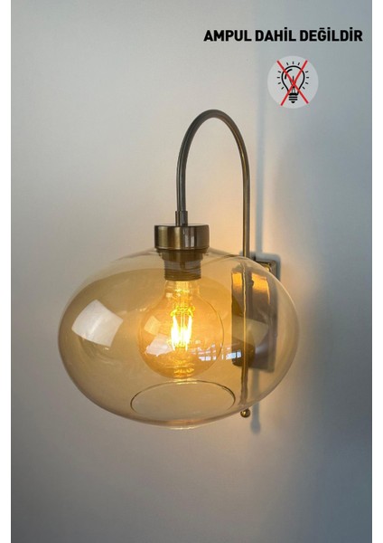 Bal Rengi Cam Aplik Duvar Lambası, Modern ve Vintage Tarz, Salon, Yatak Odası, Otel, Cafe Için fırsatları