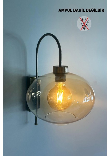 Bal Rengi Cam Aplik Duvar Lambası, Modern ve Vintage Tarz, Salon, Yatak Odası, Otel, Cafe Için indirimleri