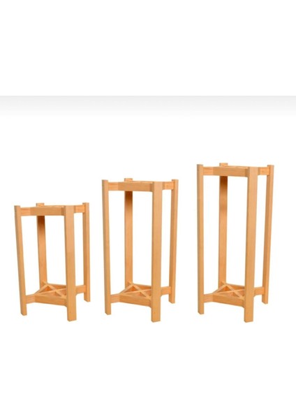 Ahşap Çiçeklik Ahşap Saksı Standı Naturel
