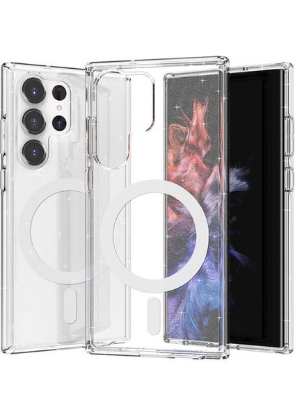 Samsung Galaxy S23 Ultra Kılıf Işıltılı ve Magsafe Özellikli Starsafe Premium Kapak