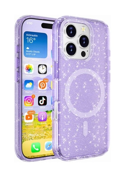 iPhone 16 Pro Max Kılıf Işıltılı ve Magsafe Özellikli Starsafe Premium Kapak