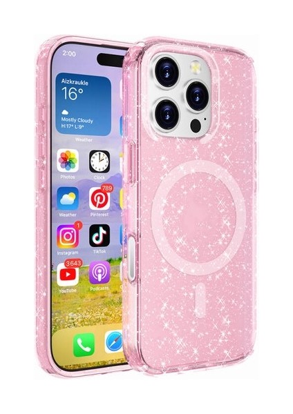 iPhone 16 Pro Max Kılıf Işıltılı ve Magsafe Özellikli Starsafe Premium Kapak