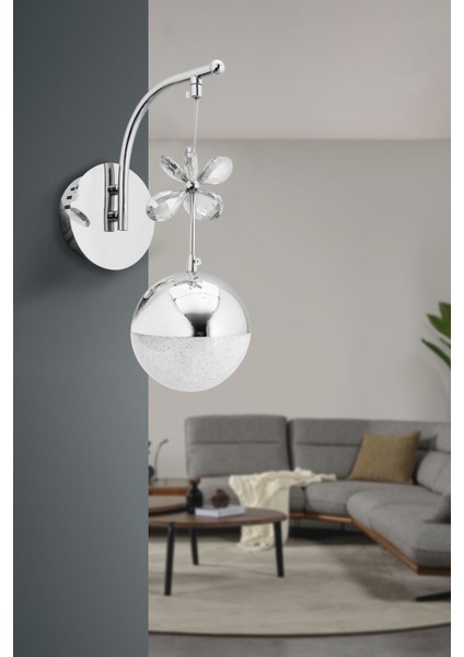 Gri Aplik Şeker Krom Ledli Salon Mutfak Oda Oturma Hol Işık SB-LD-700