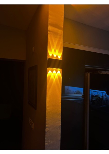 12W Amber LED Aplik, Iç-Dış Mekan, Yüksek Güçlü, Elektrikli, Siyah