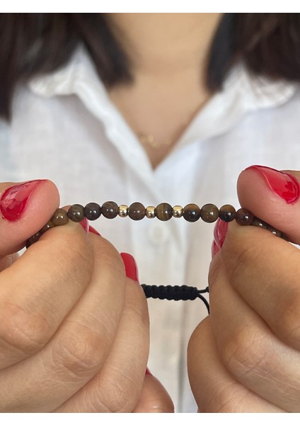 14 Ayar Altın Top Detaylı Doğal Kaplangözü Taşlı Unisex Altın Bileklik fiyatları