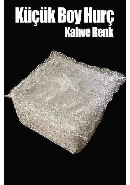 Kahverengi Küçük Çiçekli Kadife Dantelli Tek Hurç, Şık ve Kullanışlı.