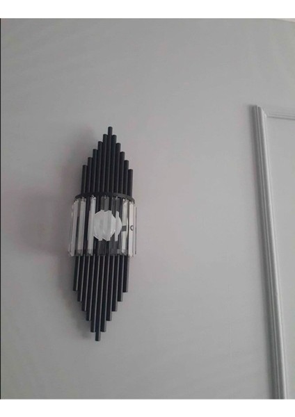 Siyah Kristal Aplik Pilli Duvar Lambası, Şık ve Modern Tasarım