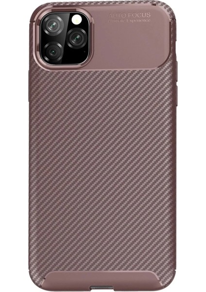 Newface iPhone 11 Pro Max Kılıf Auto Focus Karbon Kapak - Kahverengi modelleri