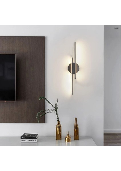Modern Çift Yönlü Siyah LED Lineer Avize, 70 cm Uzunluğunda Şık Aydınlatma.