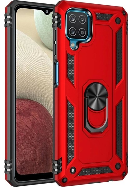 Newface Samsung Galaxy A22 Kılıf Sofya Yüzüklü Silikon Kapak - Kırmızı
