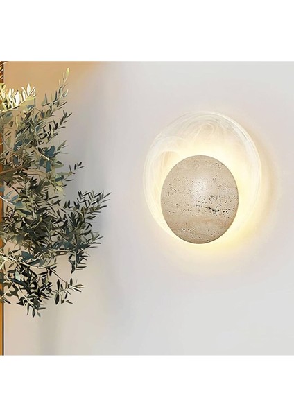 Şık Taş Duvar Lambası, Modern Tasarım, Sarı Işık, Sade ve Estetik, Ev Dekorasyonu