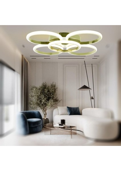 TT304-4+1-SR Yuvarlak Tt Aydınlatma Sarı Kaplama 5 Li LED Avize