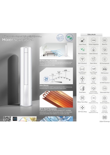 AP71DFMHRA A++ 24000 Btu Wifi Kabinet Salon Tipi Inverter Klima