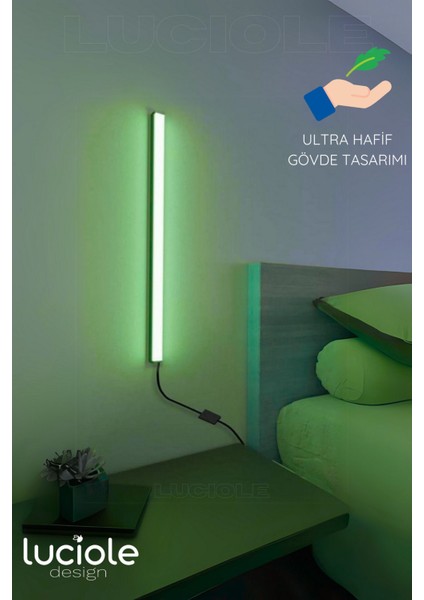 Renkli Uzaktan Kumandalı LED Aplik 50 Cm, Yatak, Tv Yanı ve Oturma Odası Için Ideal indirimleri