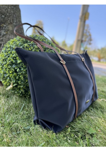 Kadın Şeritli Shopper El ve Omuz Çantası