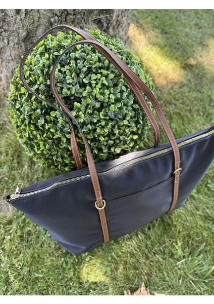 Kadın Şeritli Shopper El ve Omuz Çantası